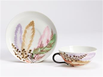 Thaxter, Celia (1835-1894) A Set of Two Hand-decorated Cups and Saucers.